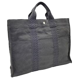 Hermès Borsa tote in nylon grigio Hermes