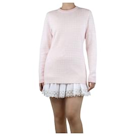 Rosa floral-kariertes Wollpullover - Größe L - Autre Marque