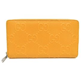 Gucci GG Prägung Gelbe Leder Lange Brieftasche