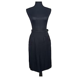 Jupe noire vintage YSL avec poches et fente à l'avant - Yves Saint Laurent