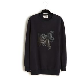 Hermès Mustangs Sweatshirt S Schwarz Leder Pferde Pullover Hermes