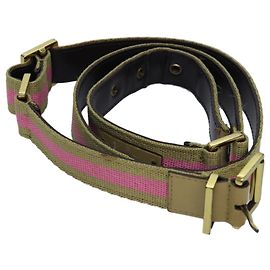 Ceinture GUCCI en toile 27,6""-38,6"" Rose Kaki 90737 Auth am6564