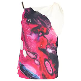 Top in seta multicolore con dettaglio a catena stampato Escada