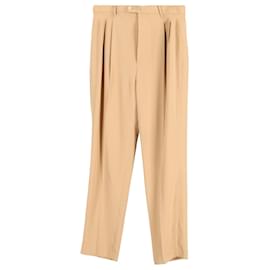 Faltenhose Iris & Ink aus beigem Baumwollstoff