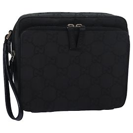 GUCCI GG Canvas Clutch Bag Schwarz 018 1603 Auth ep4897
