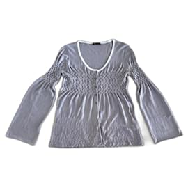 Top de punto fino gris claro con fruncidos Massimo Dutti talla M o 36-38