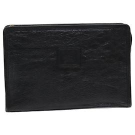 Autre Marque Bolso de mano de cuero negro Burberrys Auth bs16273