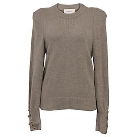Maglione in lana marrone Ba&Sh Keane a collo rotondo lavorato a maglia con polsini decorativi