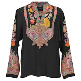Blusa estampada Etro en seda negra