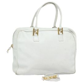 Borsa a mano FENDI in pelle 2 vie bianca Auth yk13942