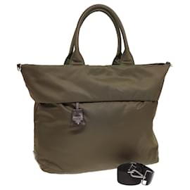 PRADA Tote Bag Nylon Khaki Auth bs16354