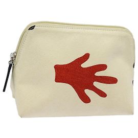 Bulgari Pochette BVLGARI in tela rossa e bianca Auth bs16435