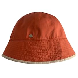 Sombrero Cloche Hermès Naranja de Algodón y Seda