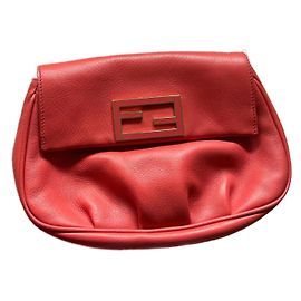 Bolsa de mão Fendi Fendista em couro Coral