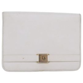 Bolso de hombro Christian Dior de cuero blanco Auth bs16301