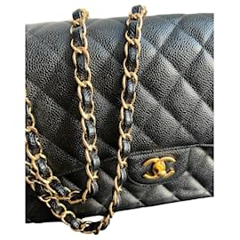 Borsa a mano Chanel in pelle di vitello grana nera