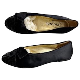 Chanel ballet flats in raso con paillettes rare del 1997