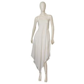 Autre Marque Kiohne Sommerkleid aus weißer Baumwolle asymmetrisch Halterneck S