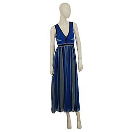 Autre Marque Nenette Milano Blaues Plissee Sommer Maxikleid aus Viskose Strick