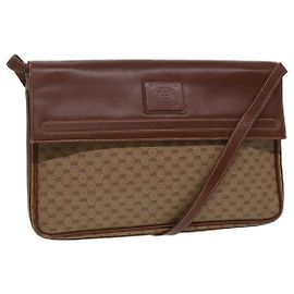 Gucci Borsa a spalla Micro GG Supreme in PVC marrone beige 004 112 0158 Auth th5194