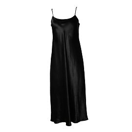 Vince, schwarzes glänzendes Midikleid