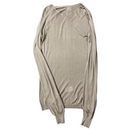 Rick Owens beiges semitransparentes Langarmshirt aus der Herbst-Winter-Kollektion 2013.
