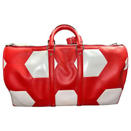 Louis Vuitton Keepall 50 World Cup Pelle Bianco Rosso