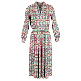 Vestido midi plisado con estampado geométrico Tory Burch en poliéster multicolor