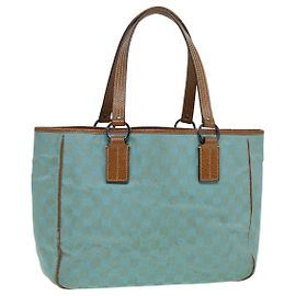 Bolso tote de lona GG Gucci Plata Turquesa Azul 113017 Auth 85473