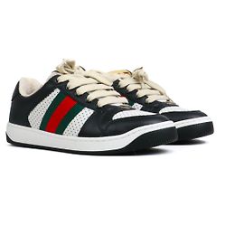 GUCCI - Sneakers stringate Gucci Screener in pelle nera (taglia 35,5)