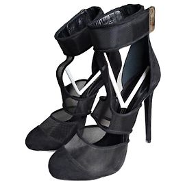 Ermanno Scervino Sandalen mit Absatz Schwarz Wildleder Größe 40