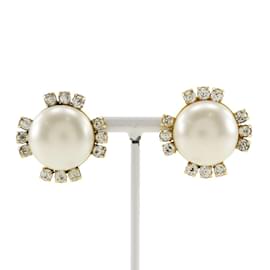 Orecchini a clip placcati in oro di Chanel con strass