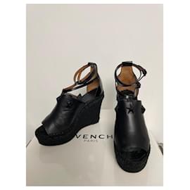Givenchy Wedge Sandals Black Leather