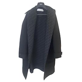 Abrigo Dior de lana negra con monograma Dior Oblique Talla 36