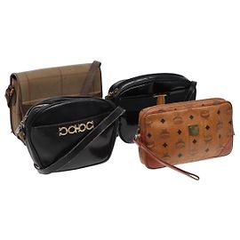 Salvatore Ferragamo Borsa a spalla Ferragamo MCM Burberrys in pelle PVC 4 pezzi marrone nero Auth ki4659
