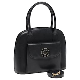 Céline CELINE Handtasche Leder 2-Wege Schwarz Gold Auth 85493