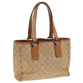 GUCCI GG Canvas Tote Bag Beige 113019 3444 Auth 85129