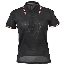 Polo en maille semi-transparente Alexander Wang en viscose noire