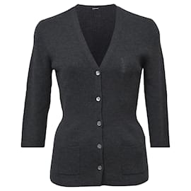 Jil Sander Knopf-Cardigan aus grauer Wolle