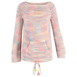 Chloé Lockere Häkelstrickjacke mit Taschen aus mehrfarbigem Baumwollgarn