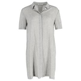 Vestido camisa mini con detalles deshilachados de Alexander Wang en algodón gris