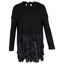 Vestido Miu Miu Mini de manga larga con volantes en algodón negro