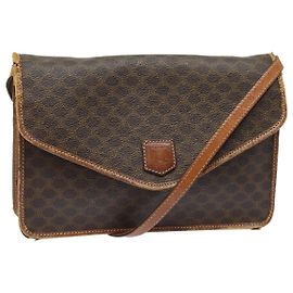 Céline Borsa a spalla in tela Macadam CELINE in pelle PVC marrone Auth mr393