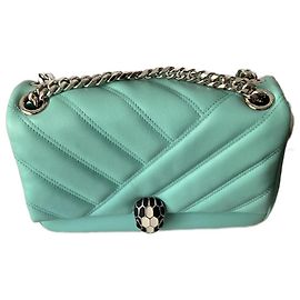 Borsa a mano Bulgari Cabochon in pelle di vitello blu