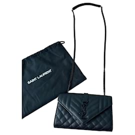 Borsa Envelope Saint Laurent in Pelle Caviar Nera
