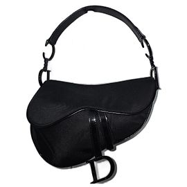 Borsa Christian Dior Galliano Saddle in seta nera