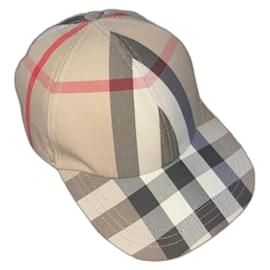 Berretto Burberry in cotone marrone nero beige
