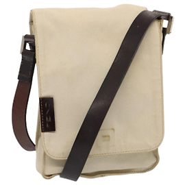 Sac à bandoulière en toile FENDI beige Auth fm3657
