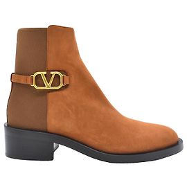 Botines Valentino Garavani VLogo Signature de piel marrón