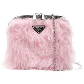 Borsa a tracolla Prada in pelliccia sintetica rosa